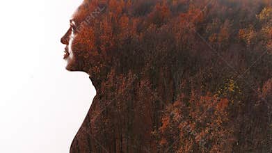 double exposure silhouette nature beauty woman