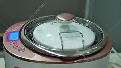 Close-up view of the modern smart stew cooker  in the kitchen