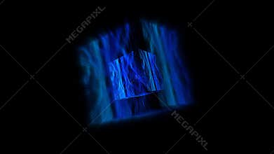 Double cube reflection abstract dark cave waveform sound audio music oscillation, visualization wave technology