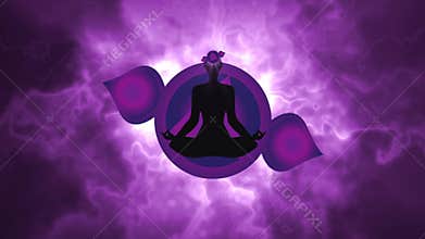 Silhouette of the person meditating activate theThird eye chakra