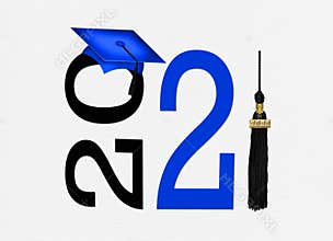 Blue 2021 graduation cap with tassel