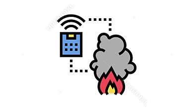 fire alarm system of smart home color icon animation