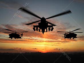Silhouette of helicopter