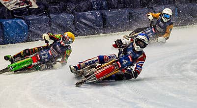 Inzell, Germany - March 16, 2019: World Ice Speedway Championship