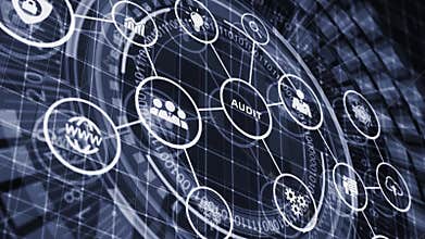 Business, Technology, Internet and network concept. virtual screen of the future and sees the inscription: Audit