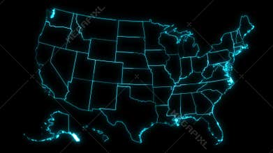 Animated Outline Map of United States of America with States