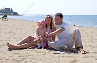 Young attractive family on vacation in Spain