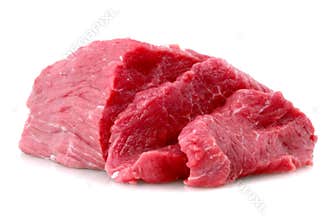 Cut of beef steak on white.