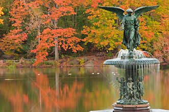 Fall colors at Bethesda Fountain in Central Park.