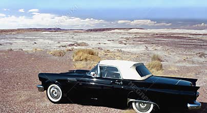 classic car in desert