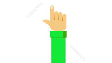 Click hand in flat style. Push touch screen
