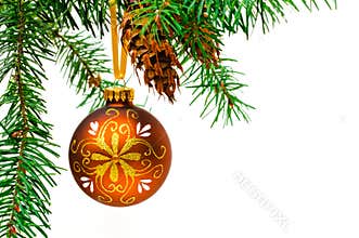 Decorative Christmas ball on the Christmas tree.