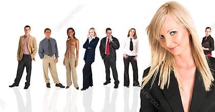 Blonde businesswoman standing