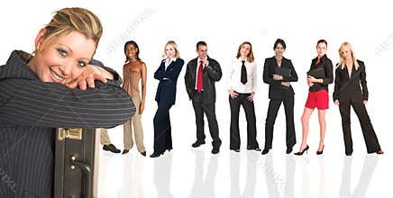Blonde businesswoman standing