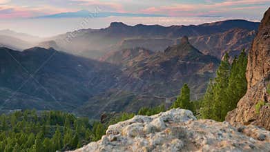 Nature of Gran Canaria island. Sunset view from