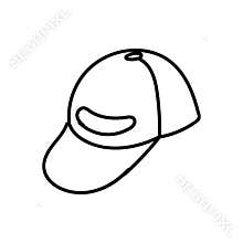 hand drawn doodle symbol baseball cap outline