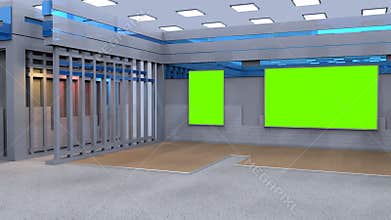 3D Virtual News Studio Background, 3d illustration