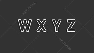 Neon W X Y Z letters, broken electric font mockup,