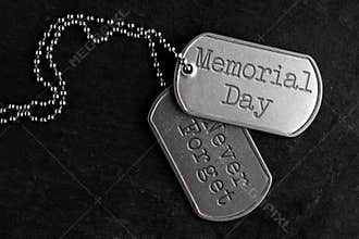 Old military dog tags - Memorial Day, Never Forget
