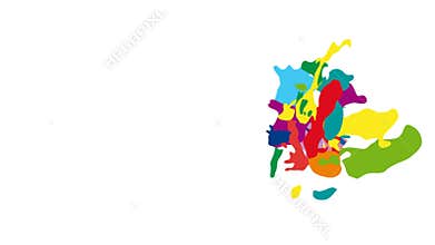 Colored drawing abstract europe map.  animation. Clip footage 4k