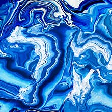Fluid Art abstract background with curled wave marble effect in blue halftones.