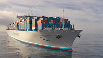 Liqiud Hydrogen renewable energy in vessel - LH2 hydrogen gas for clean sea transportation on container ship