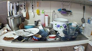 dirty dishes in the kitchen, disconnections and interruptions in the water supply, a sloppy hostess