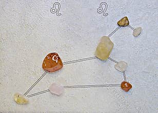 Leo Zodiac Sign Constellation lines with crystals