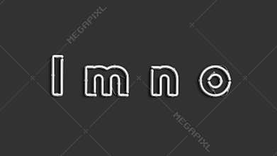 Neon l m n o symbols, broken xenon font mockup
