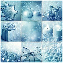 Blue christmas collage