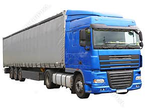 Big blue truck. Isolated over white.