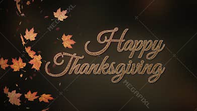 Happy Thanksgiving text with autumn leaves falling animation