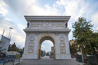 Triumph gate or Porta Macedonia in Skopje, Republic of North Macedonia