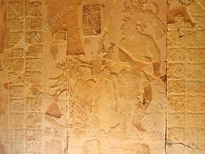 Stone carving with maya chief