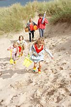 Family having fun on beach vacation
