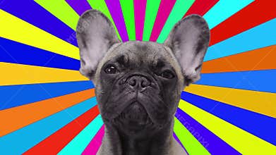 Bulldog with spiral psychedelic background