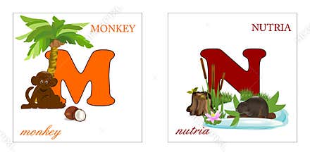 Set of Alphabet letters, M-N