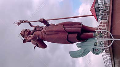 Ganga Talao, Mauritius, January 9 2022: Lord Shiva stay in clouds. Vertical video