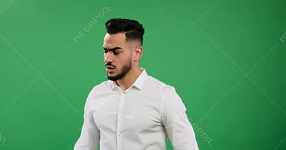 Young businessman scared and afraid