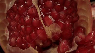 macro video of pomegranate seeds