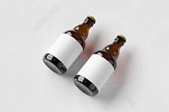 Steinie beer bottle mockup with blank label