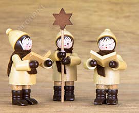 Handmade Christmas figure with a wooden background, made in the Erzgebirge, Germany