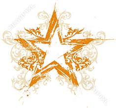 Gold floral grunge star