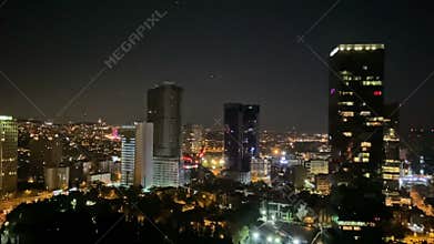 Night look with buildings city life