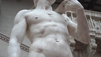 Statue of David by the artist Michelangelo. Classical antique sculpture of a hero of ancient Greece. Classics of world