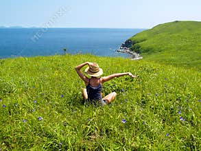 Happy girl on the meadow