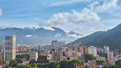 Panoramic timelapse of Caracas, sunrise views with clouds, Humboldt hotel and Avila in the background, capital district, Caracas -