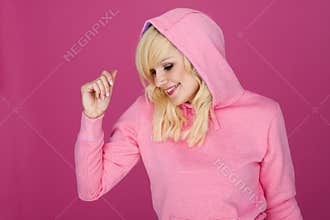 Woman in pink.