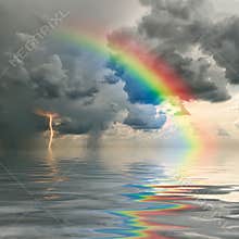 Rainbow over ocean