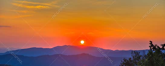 A beautiful sunset in the Chianti region, in Tuscany near Florence